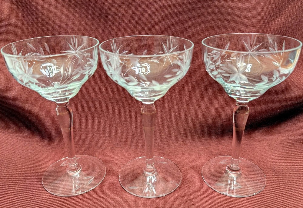Lot Of 3 C-365 (Smooth Stem) Cocktail Glasses by Marion Glass