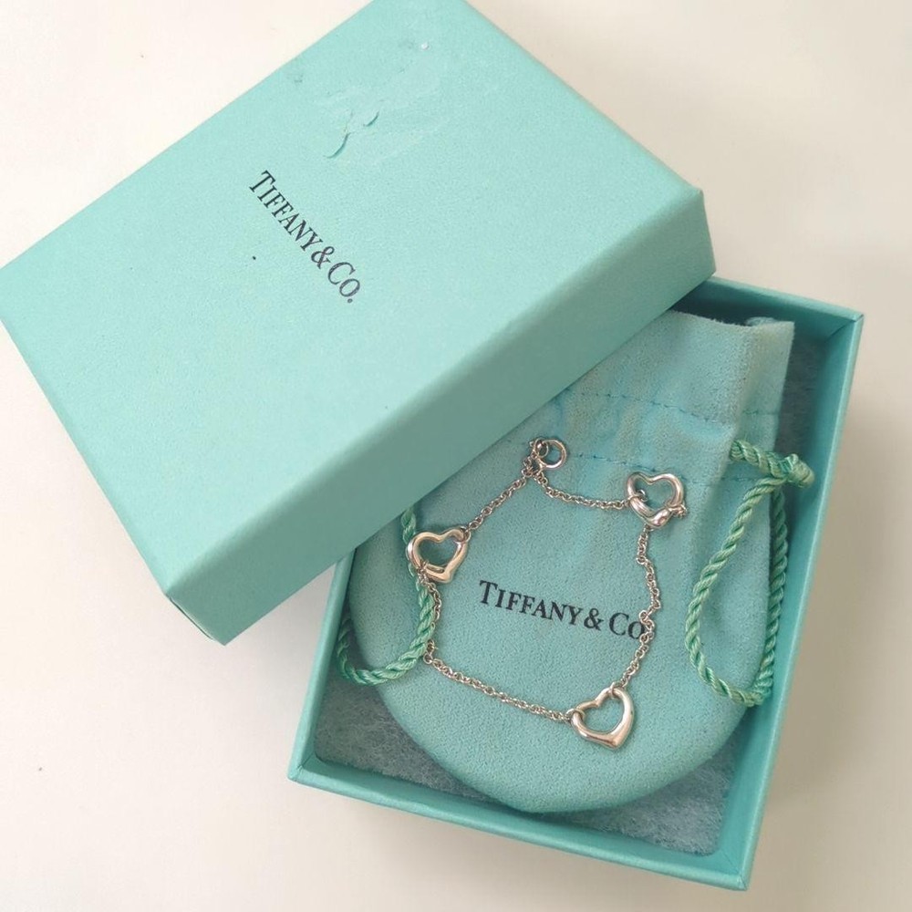 Tiffany 925 Silver Triple Heart Bracelet for Men and Women