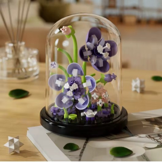 Christmas Potted Building Block Bouquet of Flowers - Home Dec