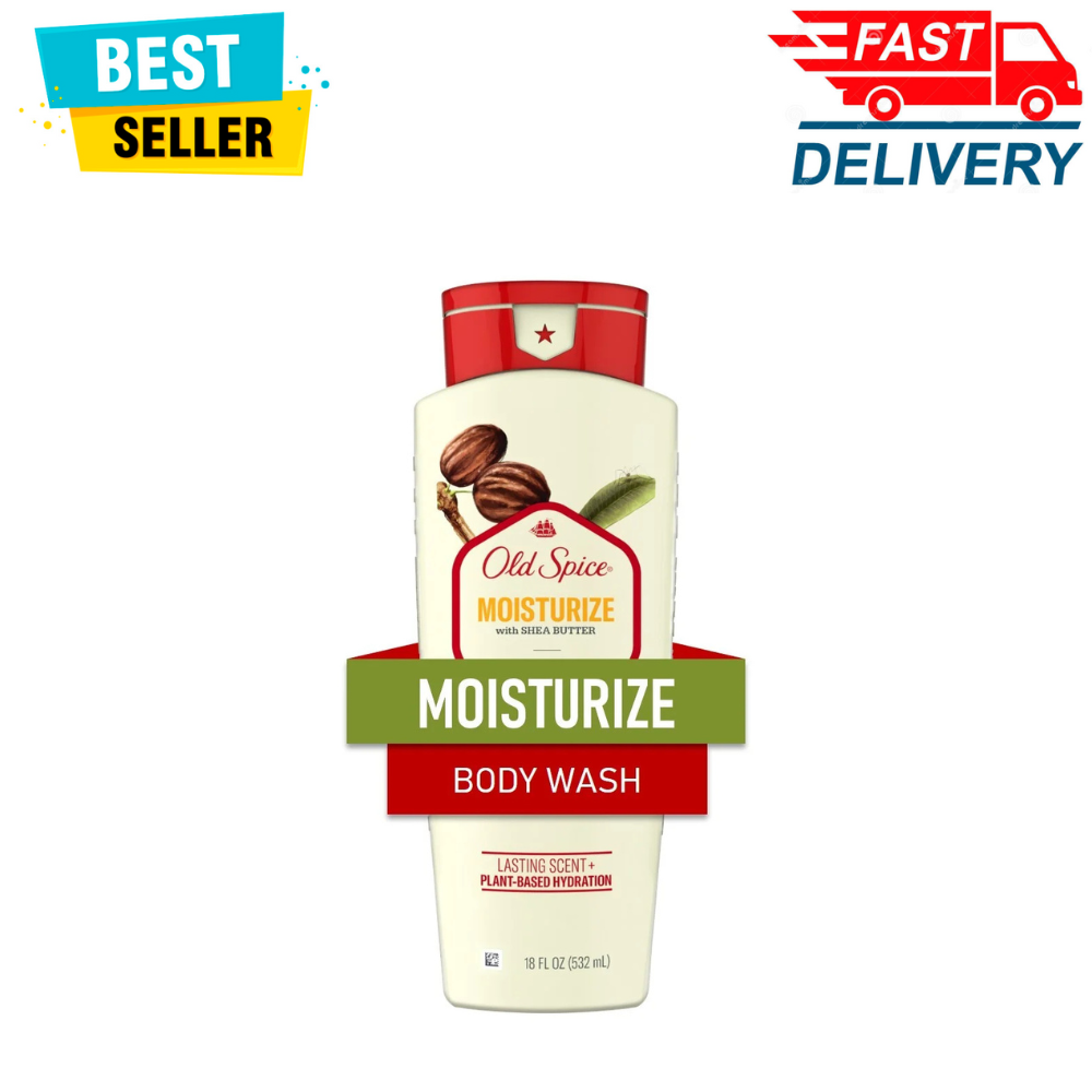 Old Spice Men's Body Wash Moisturize with Shea Butter, All Skin Types, 18 Oz NEW
