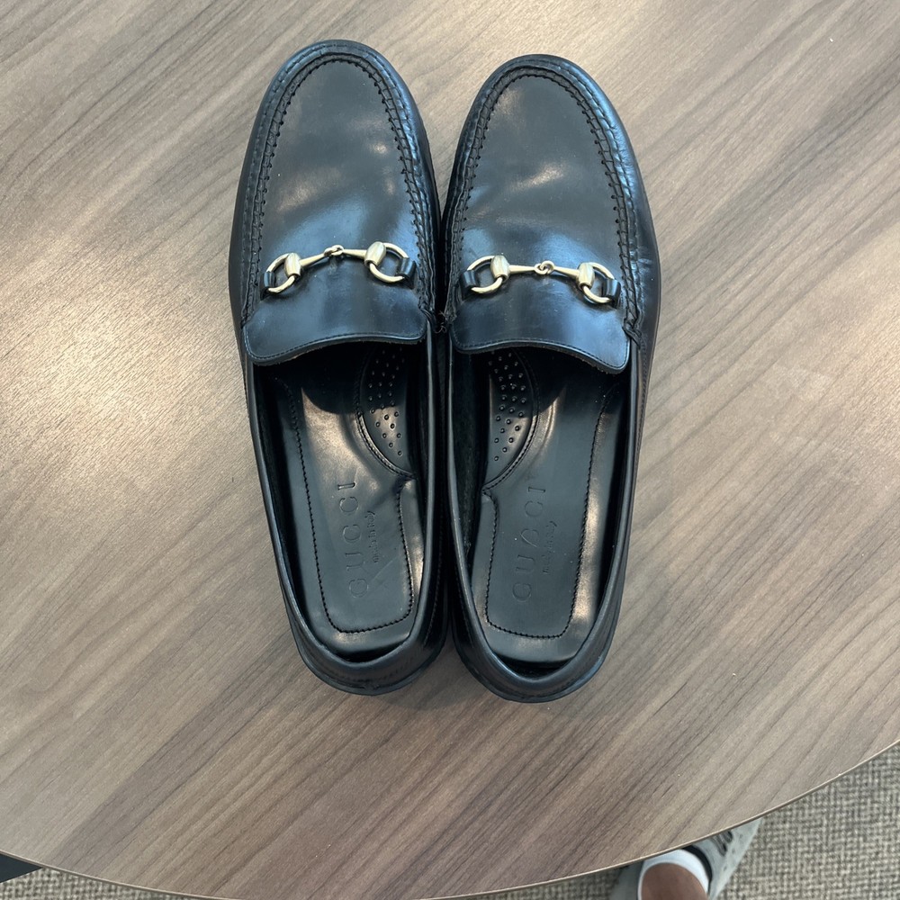 Gucci black leather horsebit loafer size 14 men pre-owned