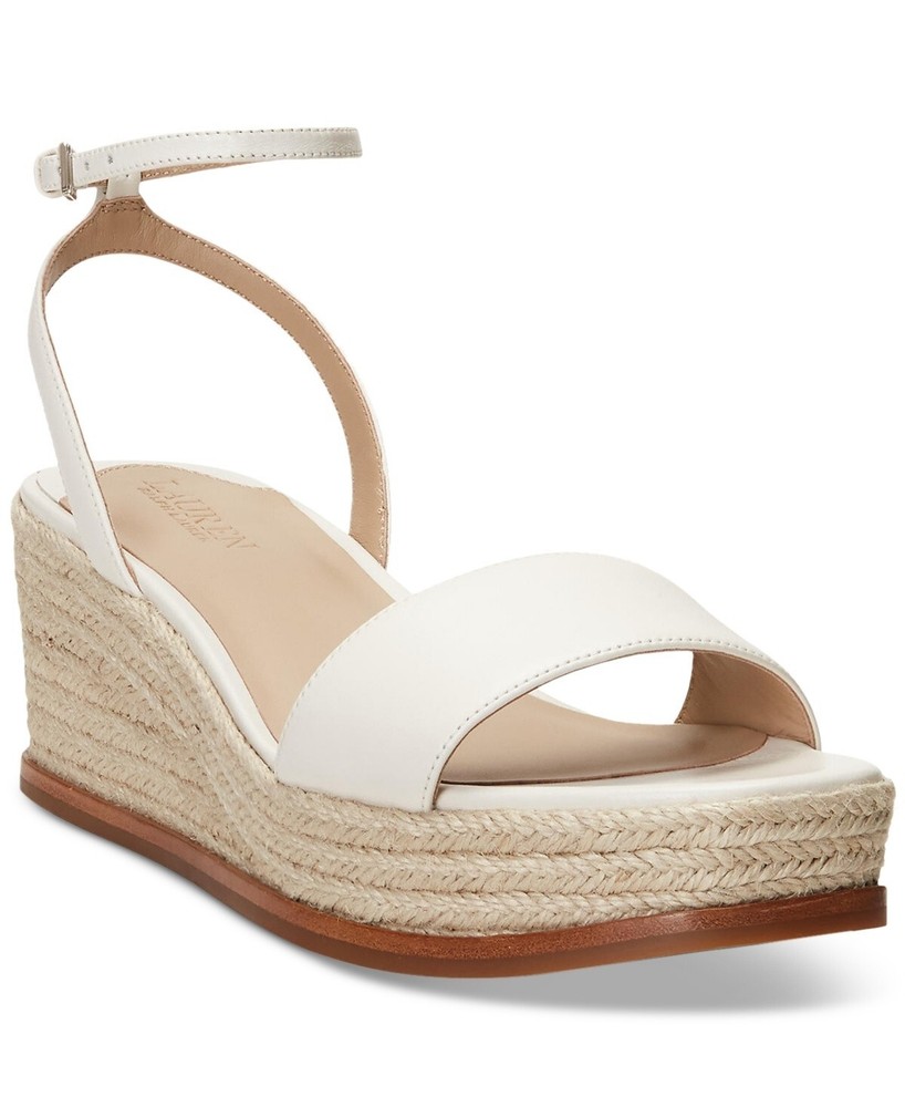 Lauren Ralph Lauren Women's Leona Espadrille Platform Wedge Sandals - Soft White