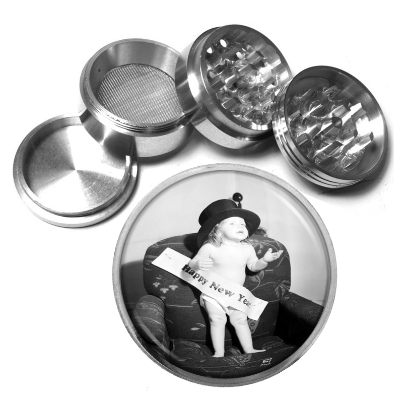 Vintage New Years Eve D11 Aluminum Herb Grinder 2.5