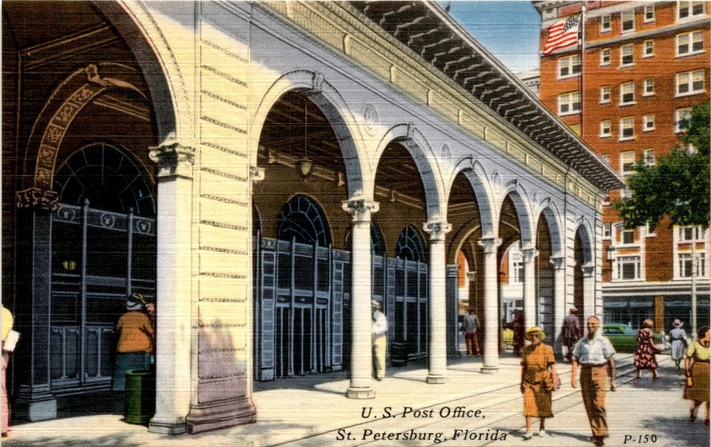 U. S. Post Office, St. Petersburg, Florida, Tichnor Quality Views, T Postcard