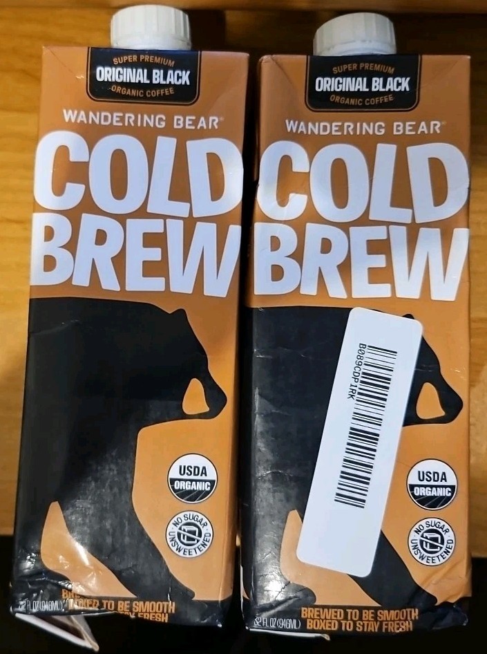 Wandering Bear Organic Cold Brew, Straight Black, 32fl.oz., 2 Package Bundle