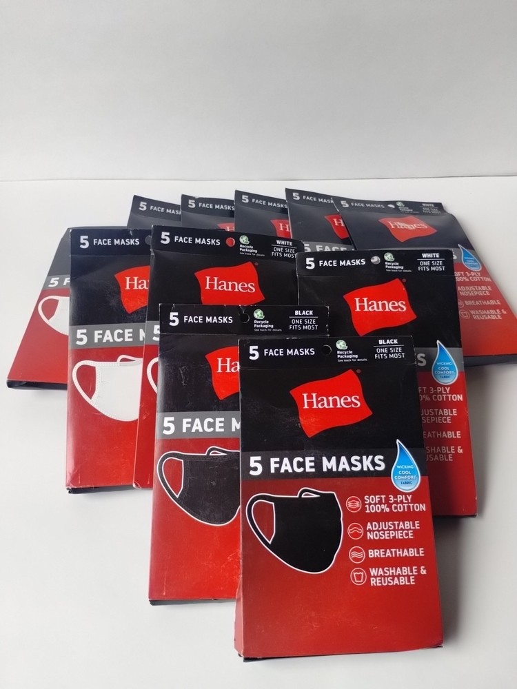 Hanes 5-Pack Face Masks with 55 Pairs of Filters