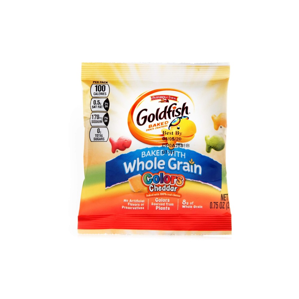 Pepperidge Farm Goldfish Whole Grain Snack Crackers, Cheddar Colors, .75 Ounces,