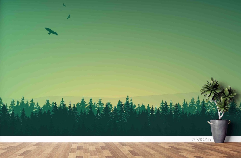 3D Abstract Forest Bird Watercolor Wall Murals Wallpaper Murals Wall Sticker