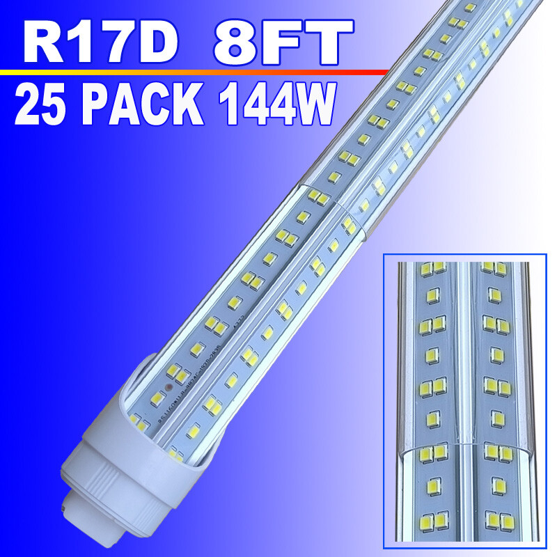8 FOOT Led Shop Light 144W 8Ft R17D Led Tube Light Bulbs 8' HO Base T8 Rotatable
