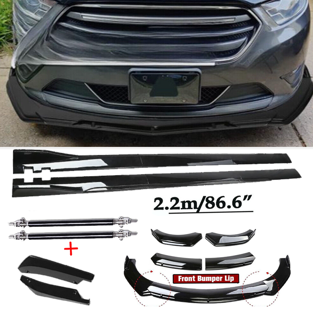 For Ford Focus RS SE ST Front Bumper Spoiler Body Kit /Side Skirt Glossy Blac
