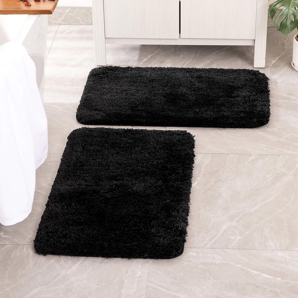 MIULEE Set of 2 Non Slip Shaggy Bathroom Rugs Extra Thick Soft Bath Mats Plush M