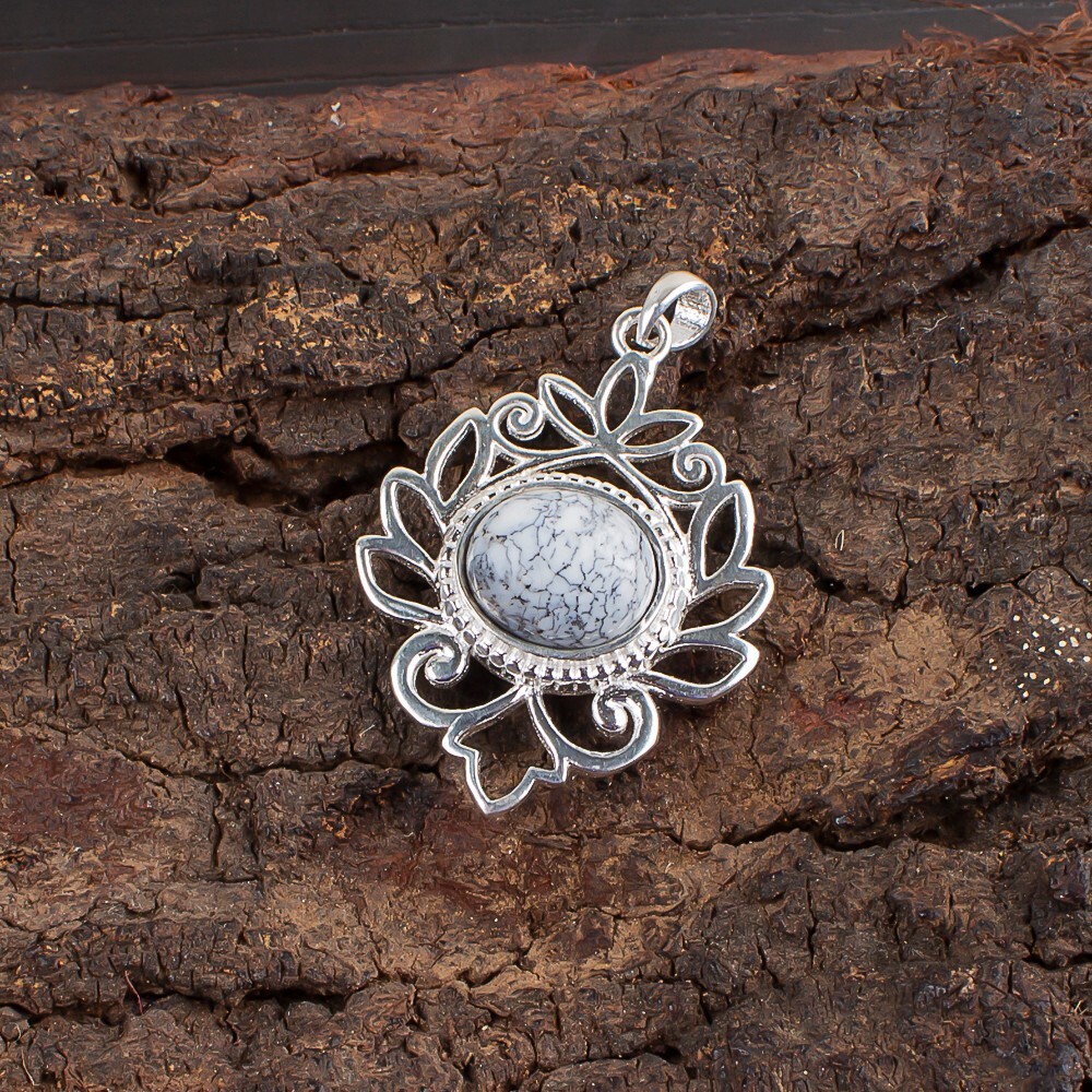 Dendritic Opal Gemstone 925 Sterling Silver Pendant Jewelry 1.48