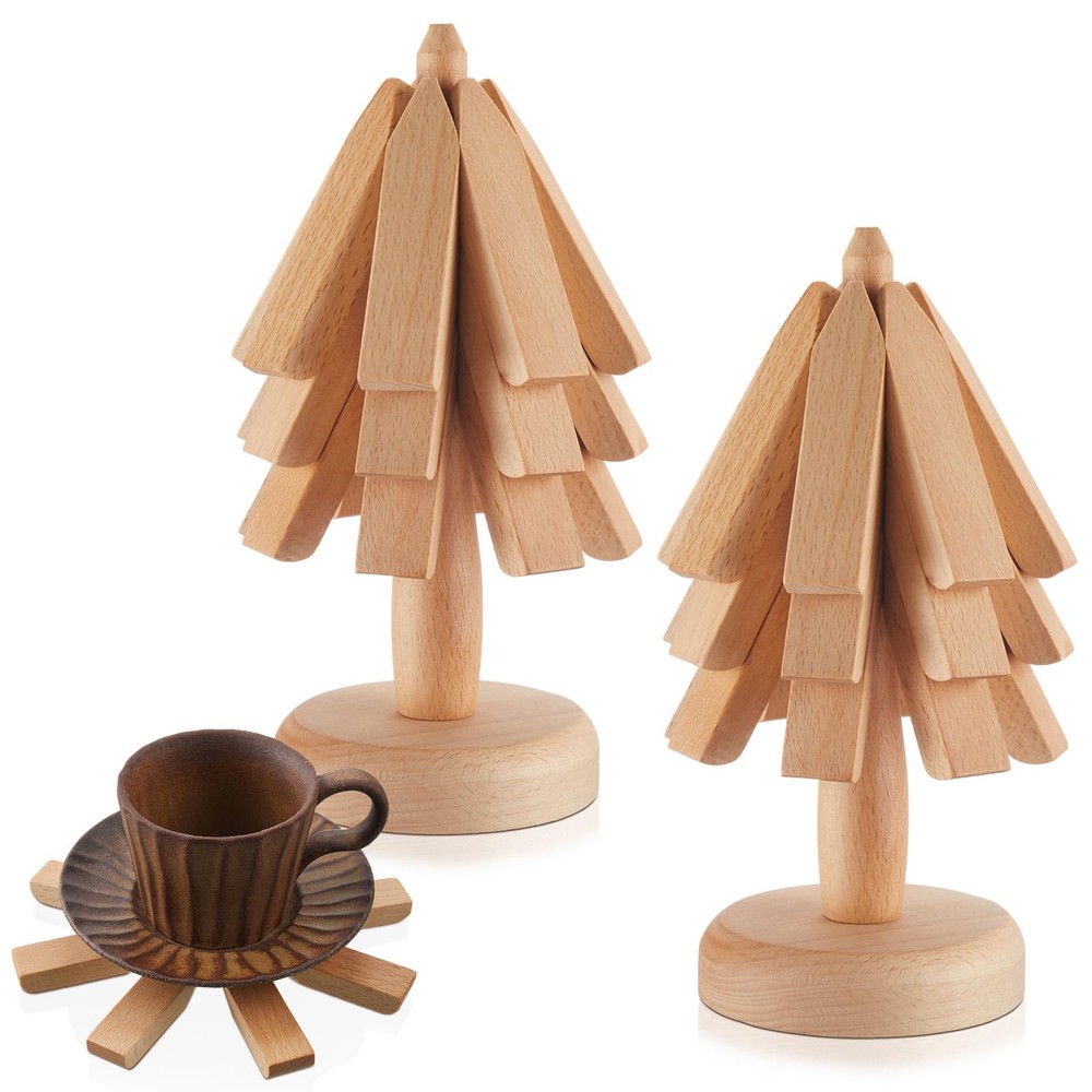 Suzile 2-Piece Wooden Tree-Shaped Trivets for Hot Dishes and Table Décor