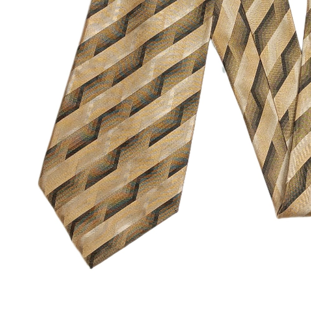 Van Heusen Mens 60-Inch Beige Black Geometric Silk Designer Tie