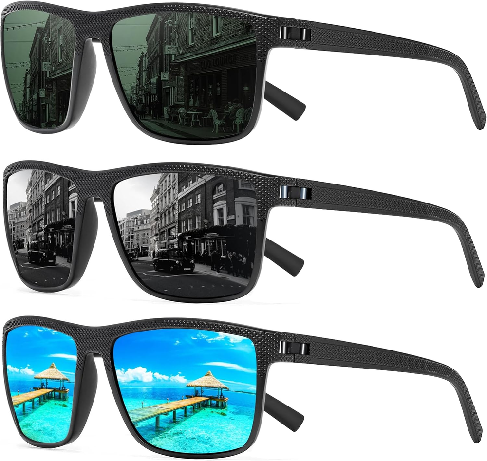 Square Polarized Sunglasses for Men and Women Lightweight Frame Sun Glasses with