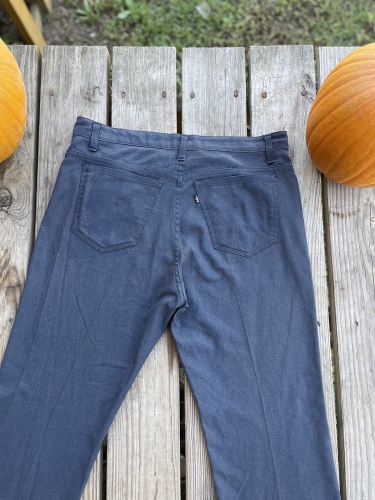 Levis Pants Mens meas 36.5x25 Vintage Gray Sta-Prest Black Tab Gold Letter USA