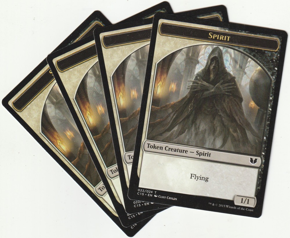 MTG 4x Spirit/Zombie Token Playset Doppelkarte C15 EN NM/EX