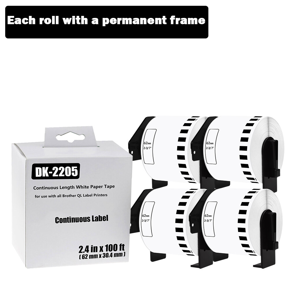 4 Rolls 62mm x 100ft Shipping Labels Compatible with Brother QL-570 DK-2205