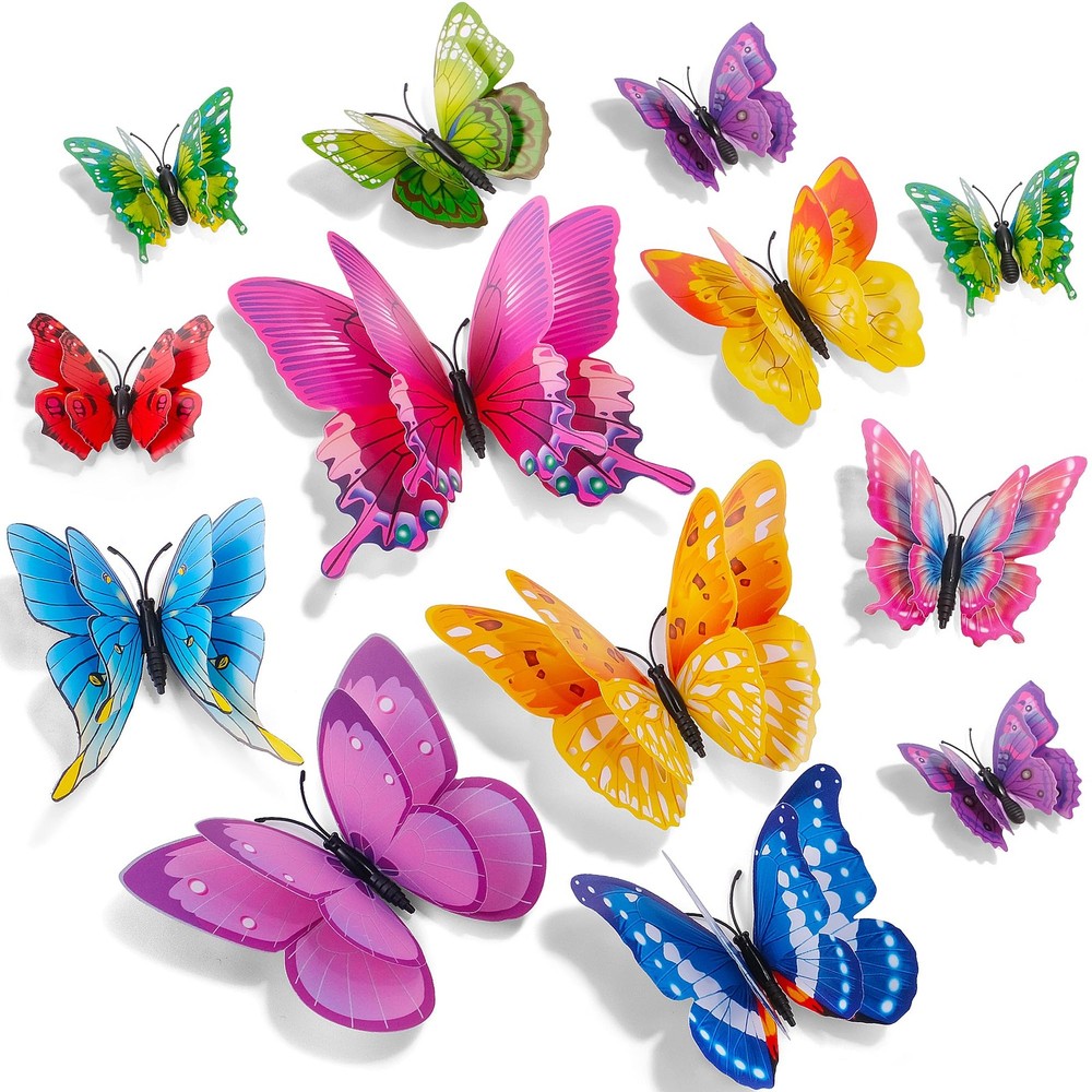 24 mariposas 3D decorativas para pasteles, arreglos florales y paredes infantiles