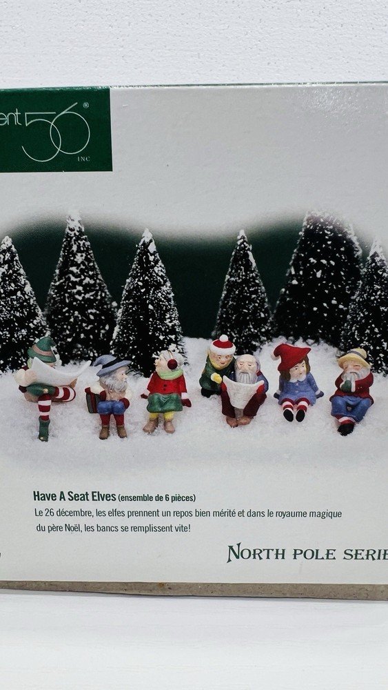 Dept 56 North Pole Series “ Have A Seat Elves” Set Of 6 Retired 1998 Excellent !