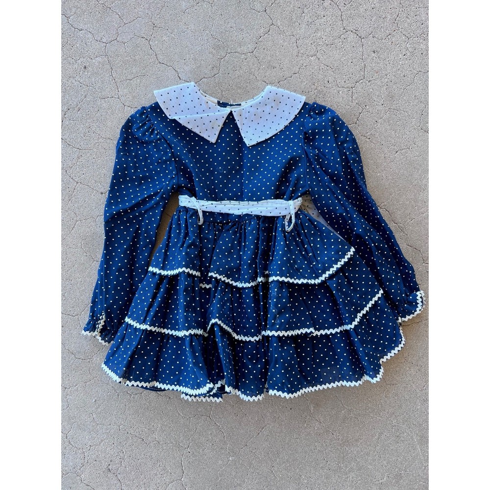 Vintage Bryan polka dot ruffle toddler dress size 4T