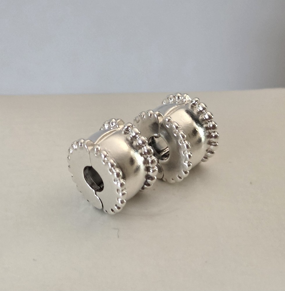 Lot Set 2 Authentic PANDORA Sterling Silver BEVELED CLIPS #790267