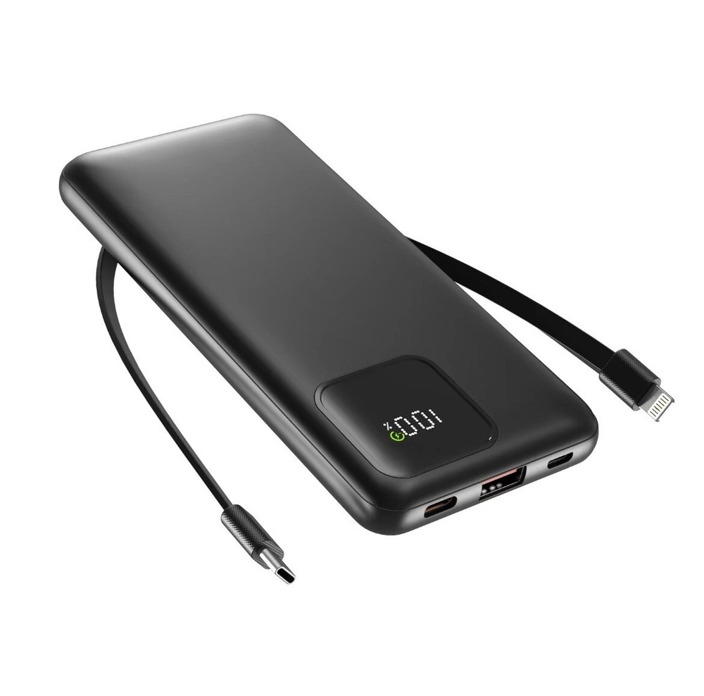 Portable Charger With Built In Cables - 4 Outputs 2 Inputs