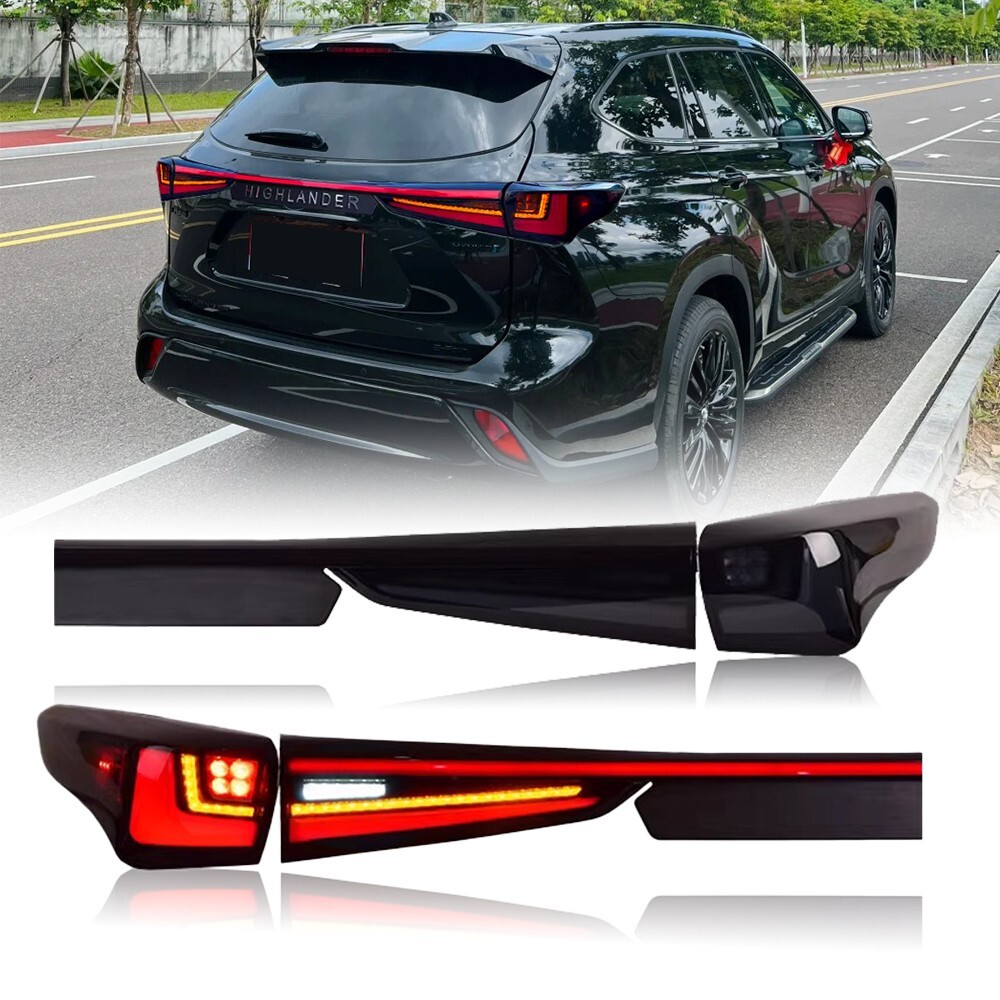 Smoke LED Tail Lights for Toyota Highlander 2020-2024 Rear Assembly