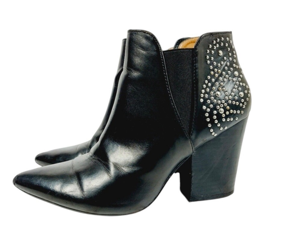 Mahogany Black Leather Studded Booties Size 9.5 Women's Fashion