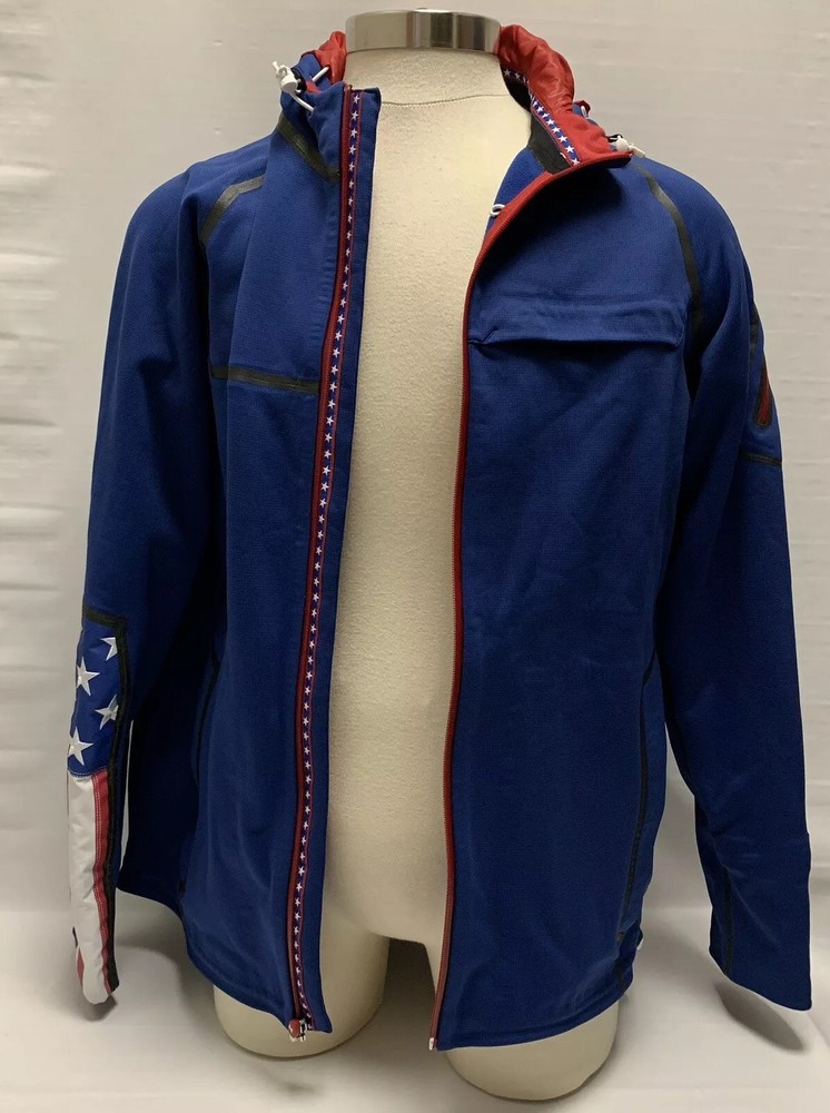 2010 Under Armour Jacket Olympics Hooded Coat Sz Large L Flag Red Blue