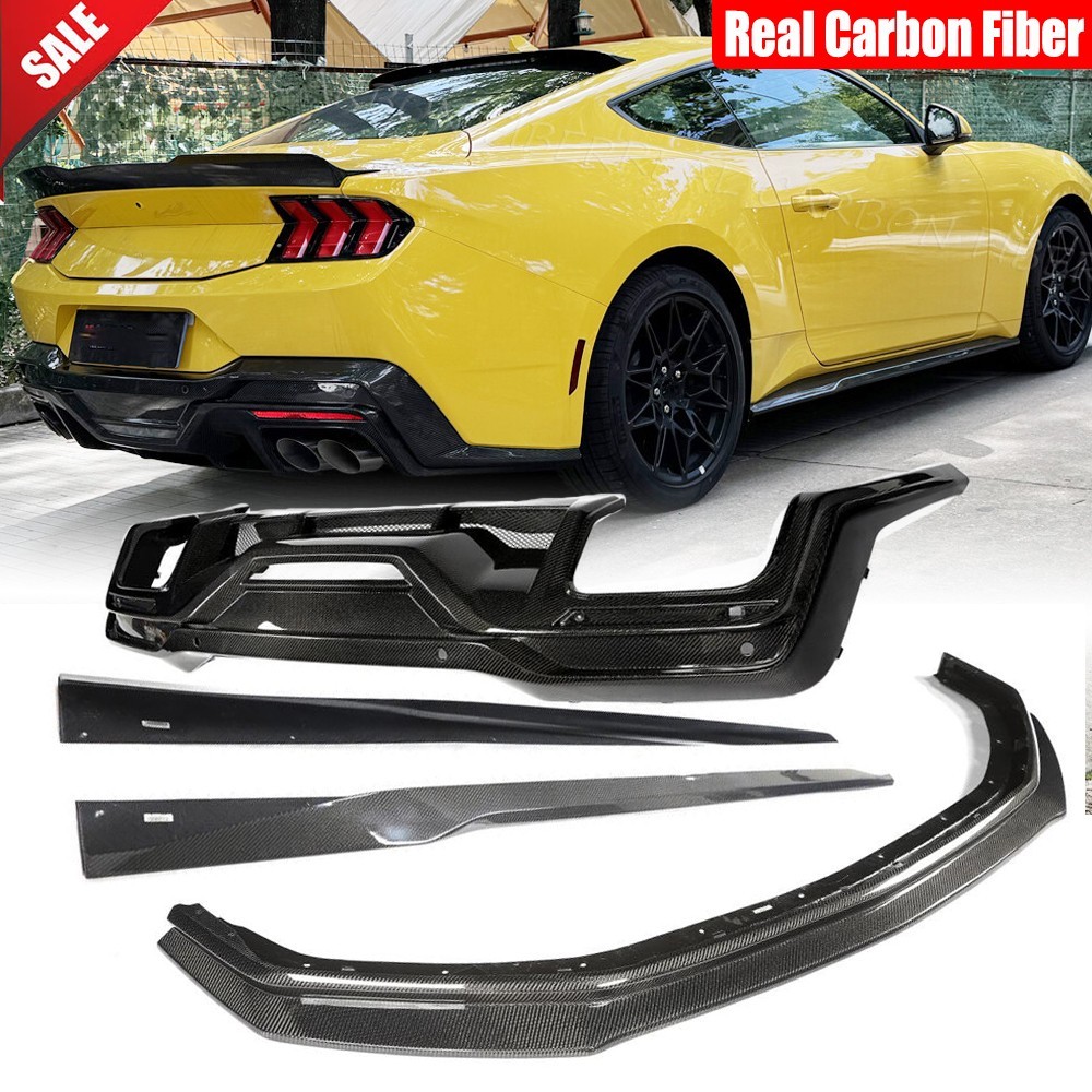 For Ford Mustang S650 24UP Real Carbon Front Bumper Lip Rear Diffuser Side Skirt
