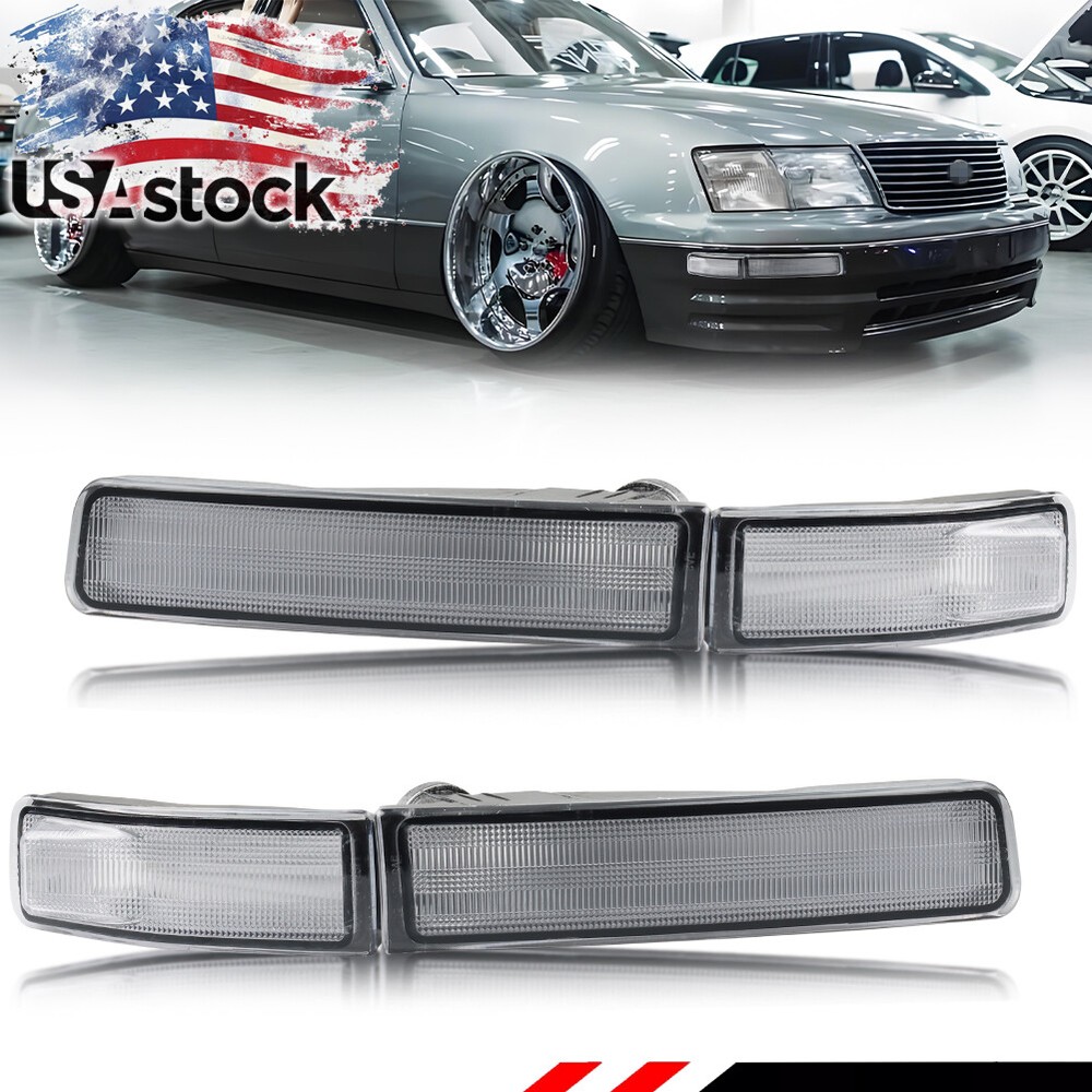 1995-1997 Lexus LS400 Clear Front Bumper Parking Turn Signal Lights  