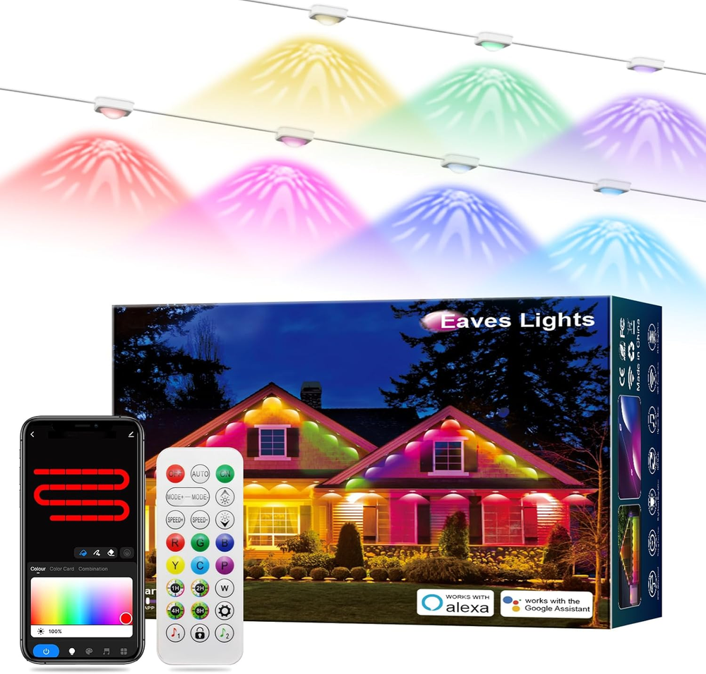 Permanent Outdoor Lights Pro, IP67 Waterproof Smart LED Starry Eaves Lights with