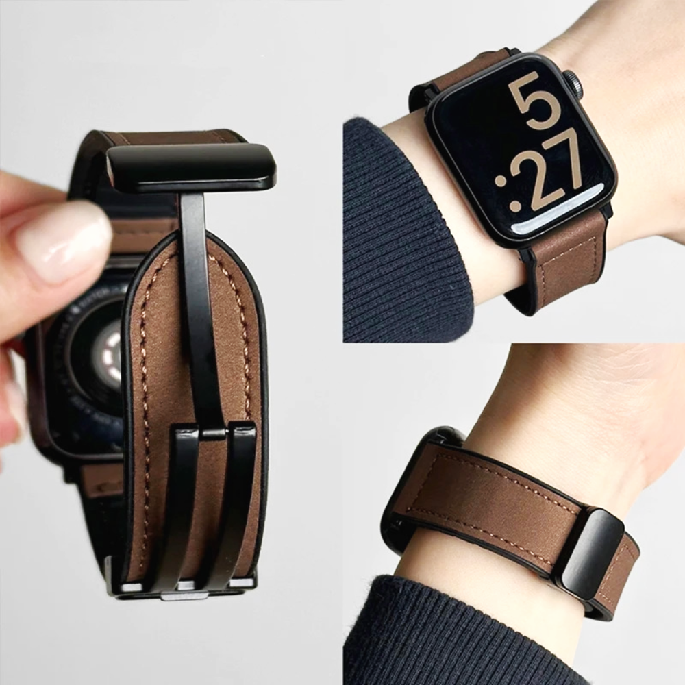 Silicone Leather Band for Apple Watch Series 11 10 9 8-3 Ultra 2 3 SE 38mm-49mm