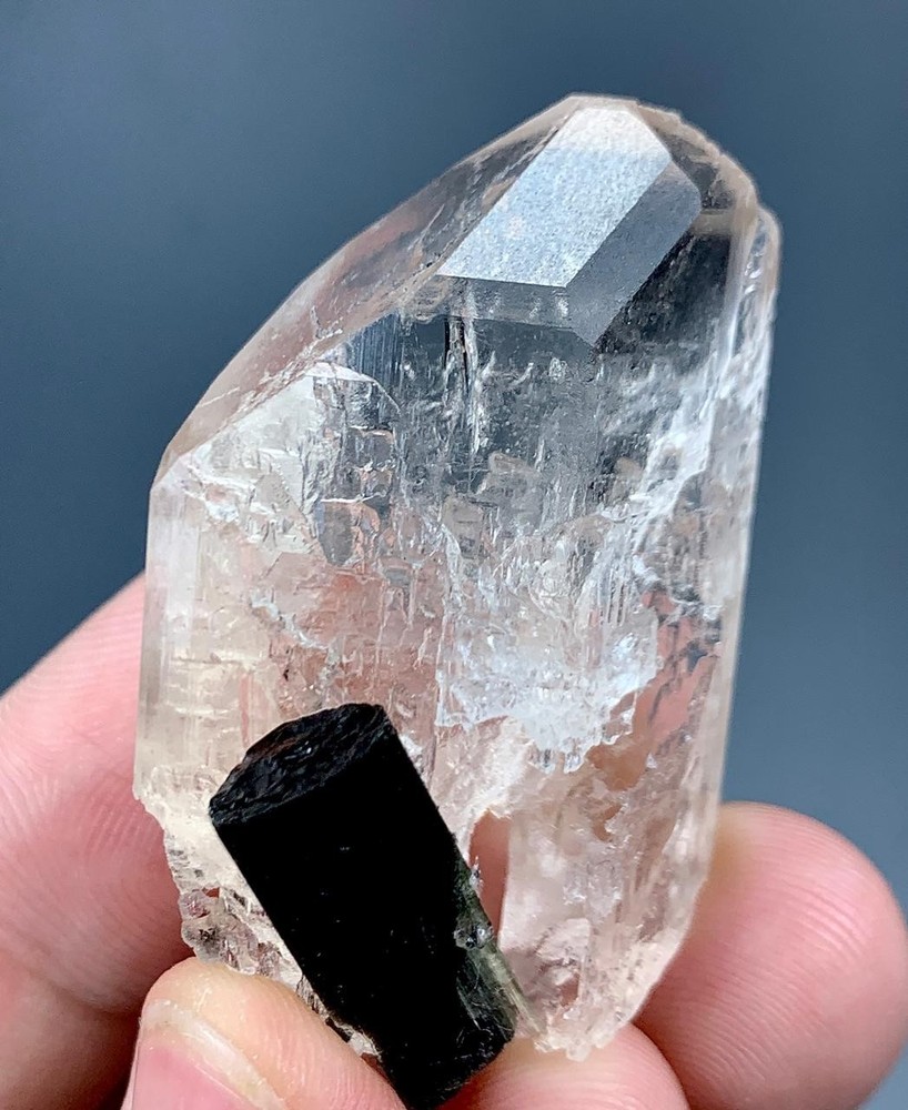 Topaz Crystal With Black Tourmaline Specimen From Pakistan 135 Carat