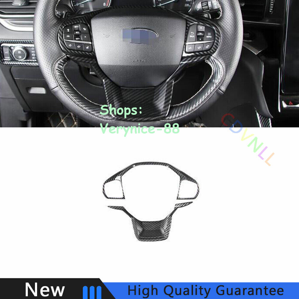 For Ford Explorer 2020-2022 Carbon Fiber Car Steering Wheel Decor Cover Trim 1*