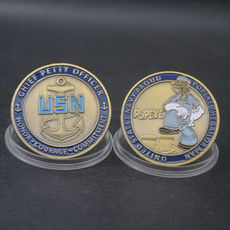 United States Navy Proud USN Popeye Chief Petty Officer Challenge Coin