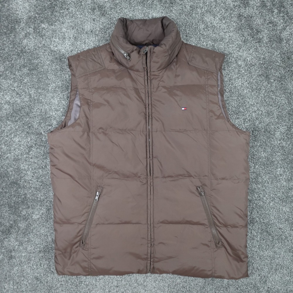 Tommy Hilfiger Brown Down Puffer Gilet for Men Size Large