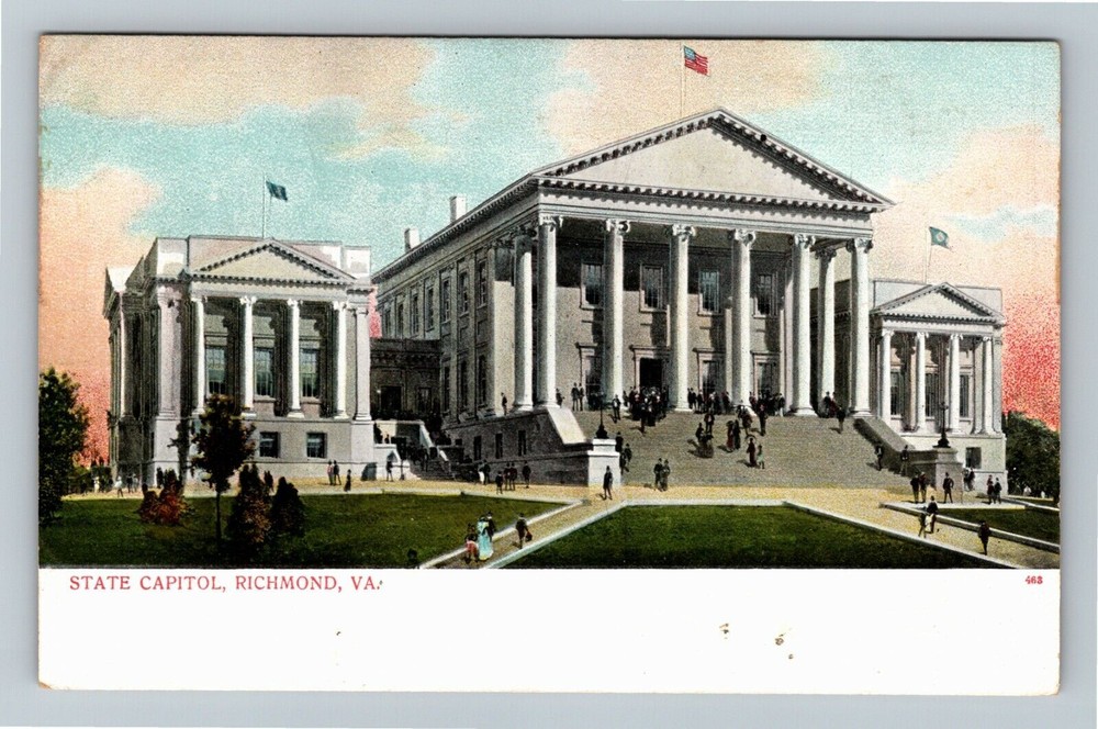 Richmond VA-Virginia, State Capitol Building, Grounds, Visitors Vintage Postcard