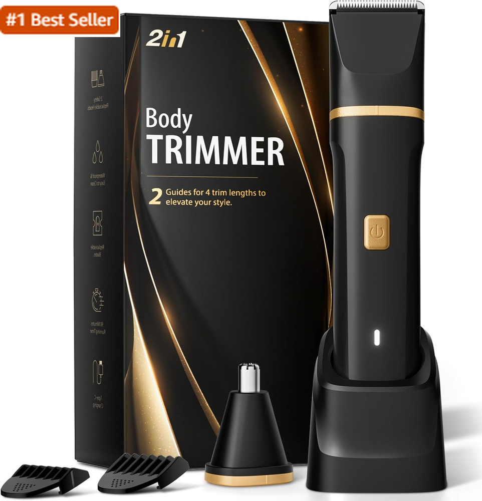 Electric Razor for Men, IPX7 Waterproof Versatile Shaver for Temple, Groin, Nose