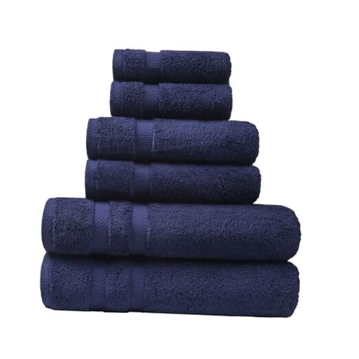 SOFE H&L | Olea Luxury Turkish Cotton Bath Towels : 2 Bath Towels Set of 6 Navy