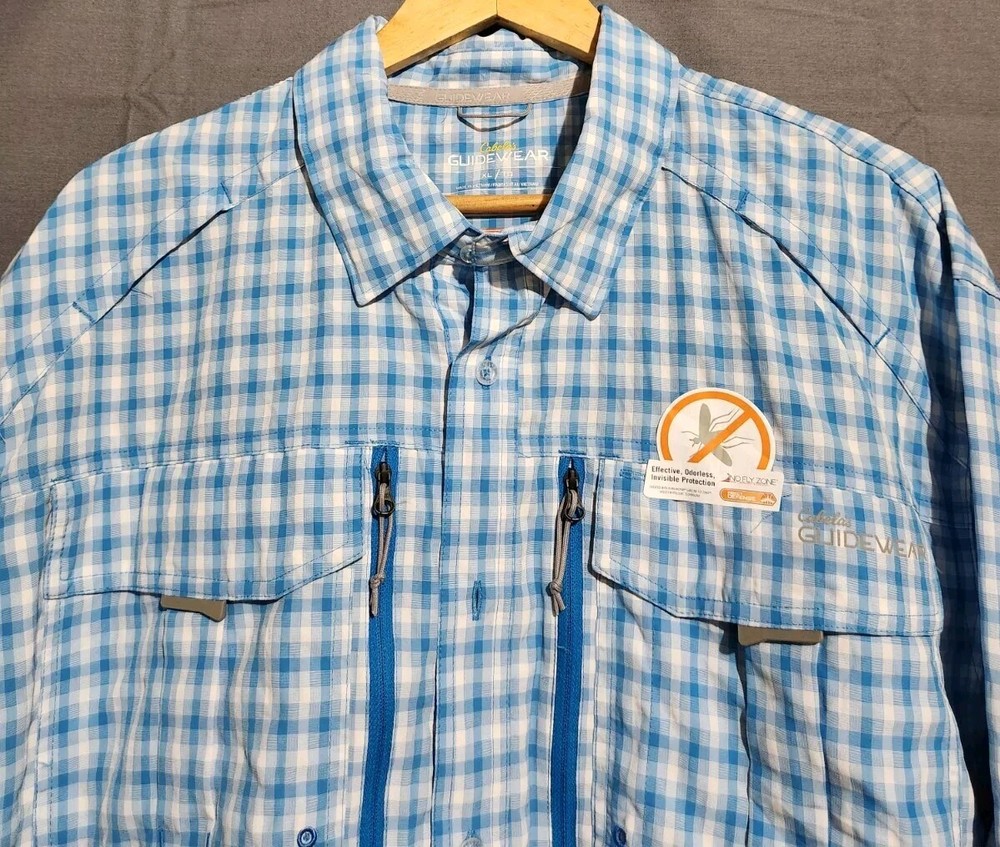 Cabelas Shirt Mens XL Guidewear Performance Mesh Vented Sun Collar Roll Tab UPF