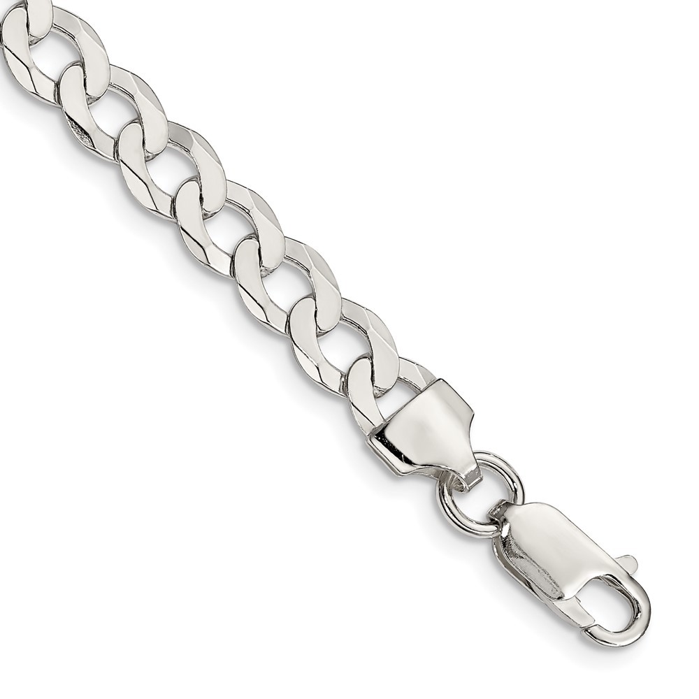 Sterling Silver 6.8mm Flat Curb Chain Anklet 10