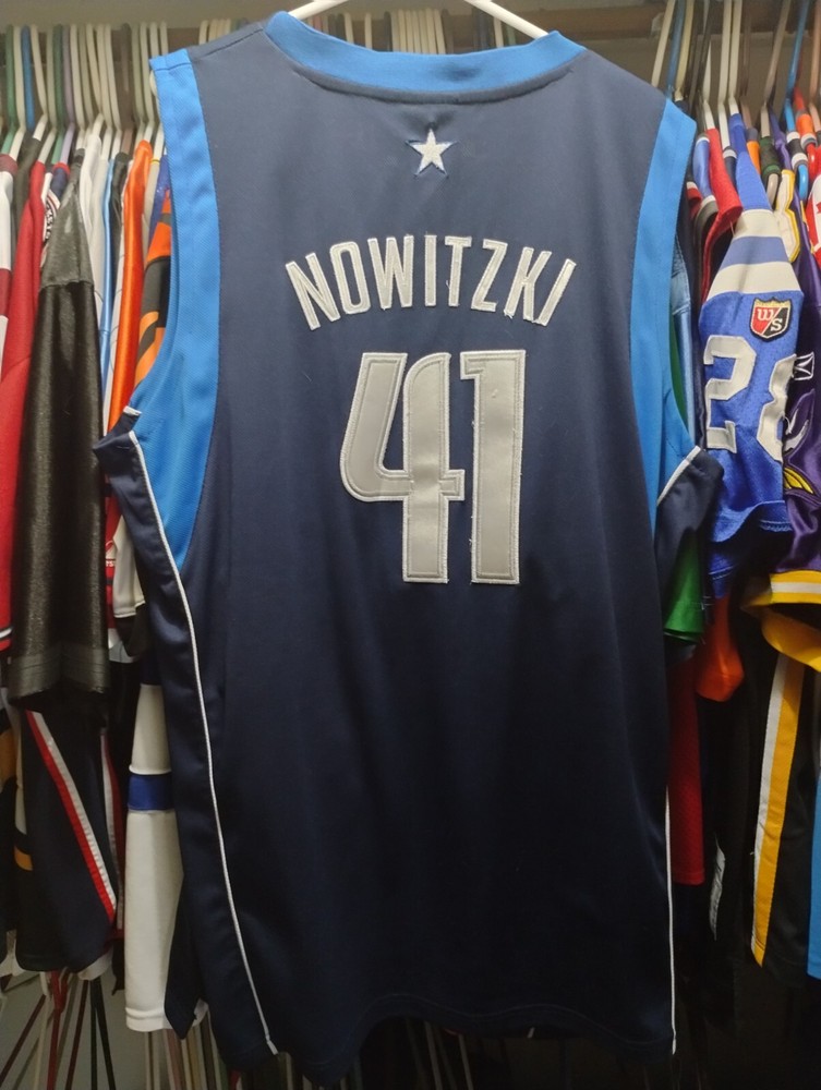 Adidas Stitched Dallas Mavericks Dirk Nowitzki Jersey Mens Size 54 Blue NBA