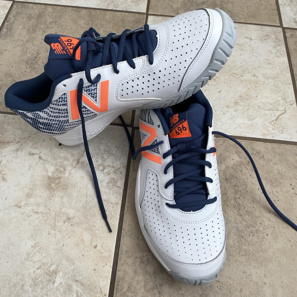 New Balance  Men 696 Shoes 12.5 US 4E Wide White/Navy/Orange Shoes Tennis