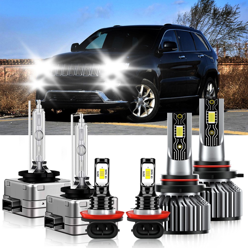 2012 Jeep Grand Cherokee 6x LED Headlight High Low Beam and Fog Light Bulbs