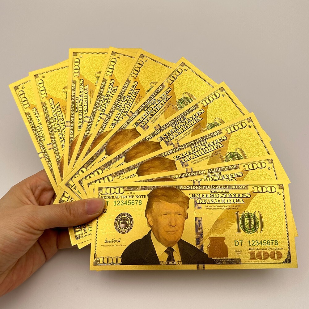 10X 100 dollars Golden 2024 Trump Banknotes US President Bills Money Collection