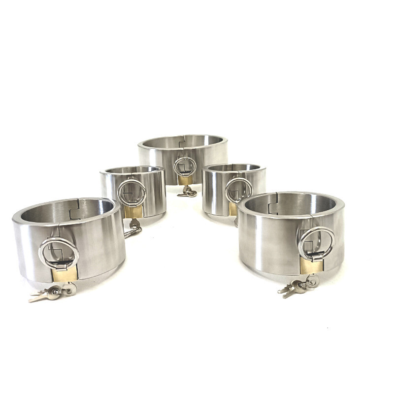 Stainless Steel 5cm Ring Handcuff Ankle Cuff Neck Collar Set