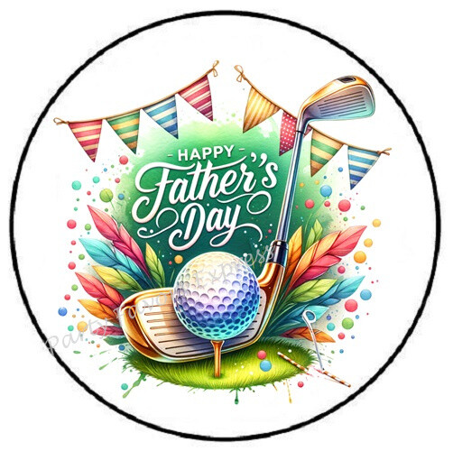 HAPPY FATHERS DAY GOLF ENVELOPE SEALS LABELS STICKERS PARTY FAVORS-image