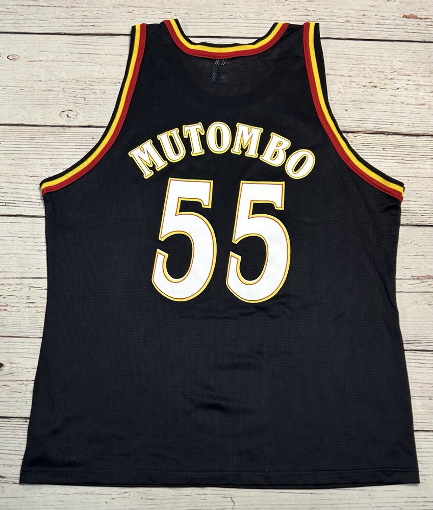 Vtg 90s Atlanta Hawks  Mutombo #55 Champion Jersey Size 52 Blank Front/error?